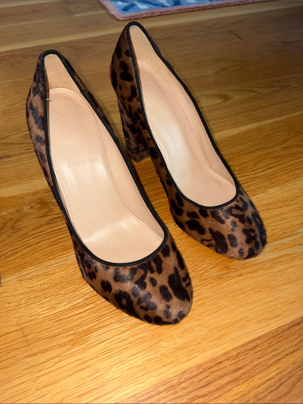 J. Crew Leopard Print Block Heel Pumps - Brown/Black